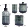 4-Piece Bathroom Accessories Set, Dark Smoke Gray Plastic Dispenser Set with Soap Pump, Toothbrush Holder, Cotton Swab Jar, and Tumbler for Modern Vanity Countertop Decor view 2
