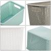 WUWEOT 9 Pack Plastic Storage Basket Bins Organizer, Cabinet and Shelf Basket with Handle,10" L x 6.8" W x 5.5" H, 3 Colors view 3