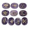 Amogeeli Amethyst Witch Rune Stone Set of 10pcs, Gypsy Symbols Engraved Crystal for Divination view 1