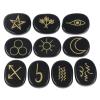 Amogeeli Black Obsidian Witch Rune Stones Set of 10pcs, Gypsy Symbol Engraved Crystal for Divination view 1