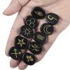 Amogeeli Black Obsidian Witch Rune Stones Set of 10pcs, Gypsy Symbol Engraved Crystal for Divination view 2