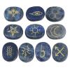 Amogeeli Lapis Lazuli Witch Rune Stone Set of 10pcs, Gypsy Symbol Engraved Crystal for Divination view 1