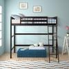 Solid Wood Loft Bed with Sloping Stair and Safety Guard Rails for Kids Teens, No Box Spring Needed, Twin (Espresso) view 3