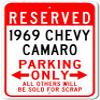 1969 69 Chevy Camaro Reserved Parking Only All Others Will Be Sold For Scrap, Metal Parking Sign, Man Cave Wall Decor, Novelty Garage Sign - 10"x14" view 1