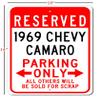 1969 69 Chevy Camaro Reserved Parking Only All Others Will Be Sold For Scrap, Metal Parking Sign, Man Cave Wall Decor, Novelty Garage Sign - 10"x14" view 3