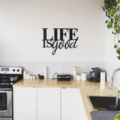 Badger Steel USA - Life is Good - Metal Wall Art - 26" X 18.9" - Black