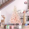 HOMCOM 5ft Unlit Spruce Artificial Christmas Tree with Realistic Branches and 450 Tips, Pink view 2