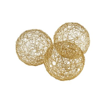 HomeRoots 5" X 5" X 5" Gold Iron Wire Spheres Box of 3