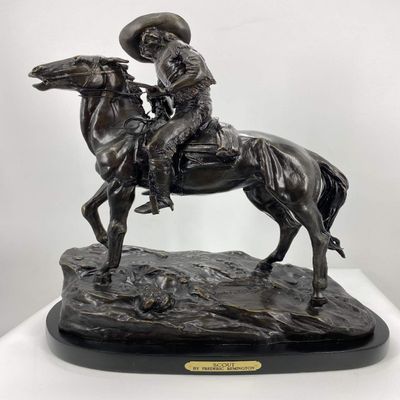 Bronze Classics Frederic Remington Handmade Sculpture The Scout Medium Size, 10.5''H x 10L x 5" W.