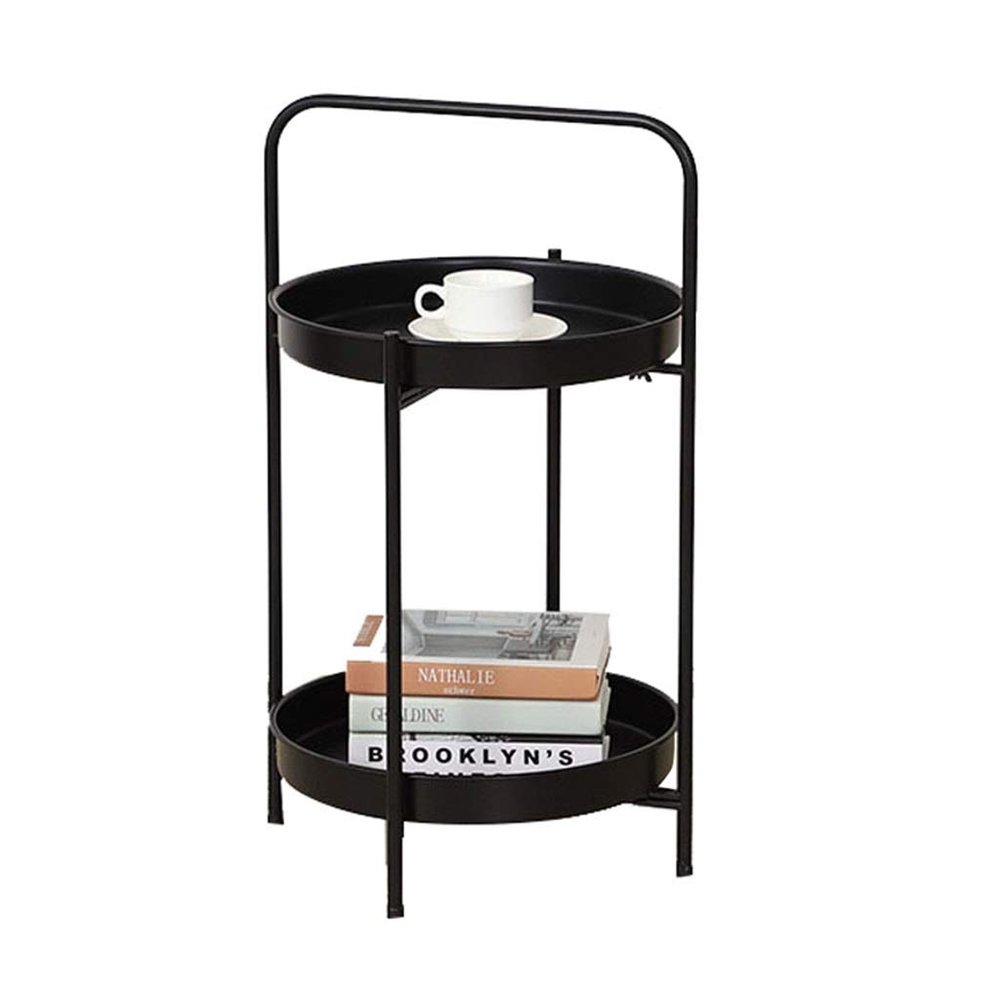 CGF- High Stool Coffee Table Side Table Coffee Table 2 Tier End Tables Nightstand with Metal Frame for Living Room Bedroom Simple Structure, Stable 40x40x67cm / 45x45x77cm