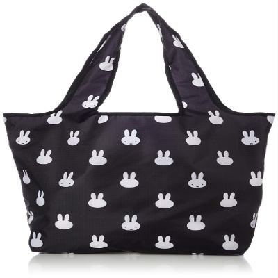 Siffler ECO0408 B115 Character Folding Eco Bag, Miffy Many Face Black