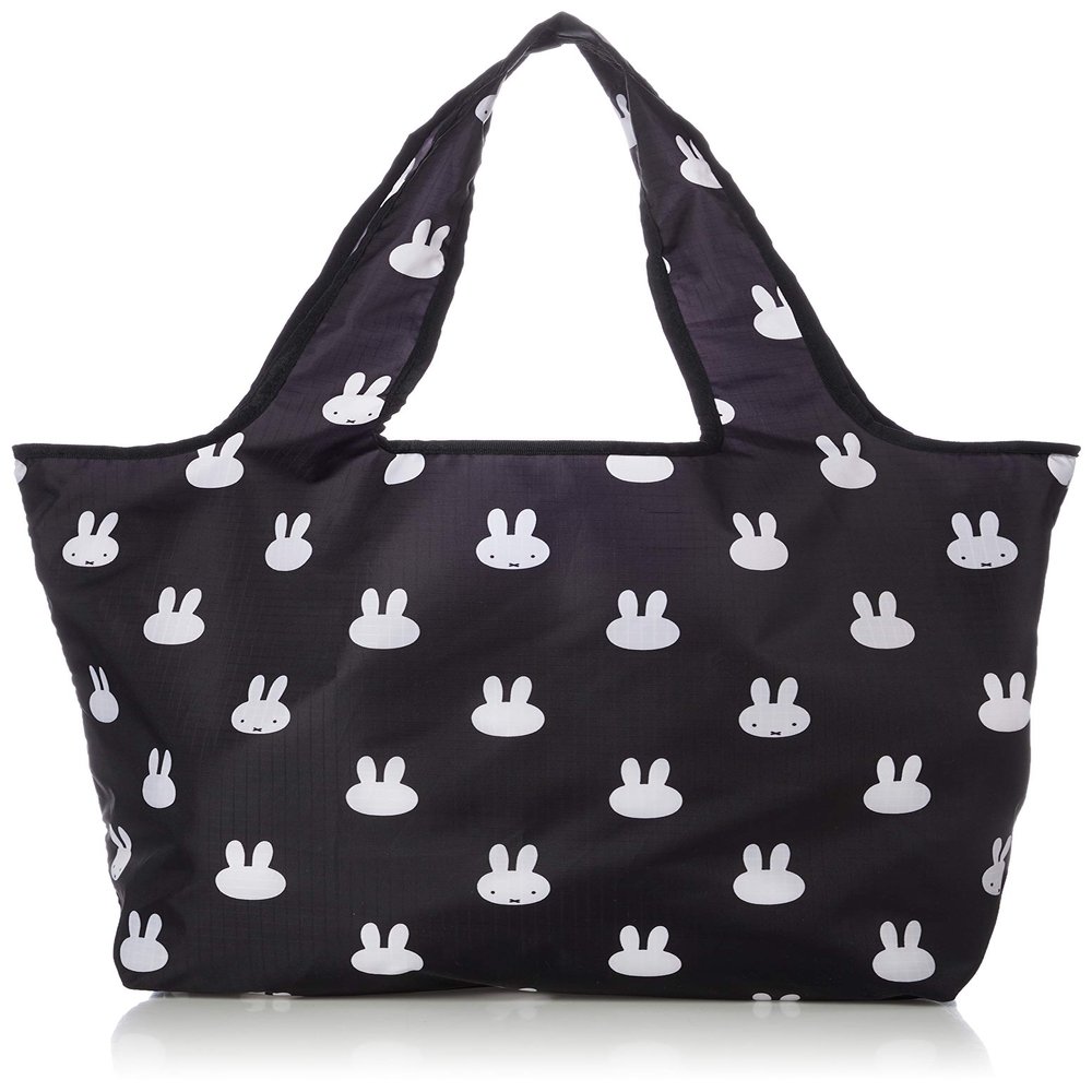 Siffler ECO0408 B115 Character Folding Eco Bag, Miffy Many Face Black