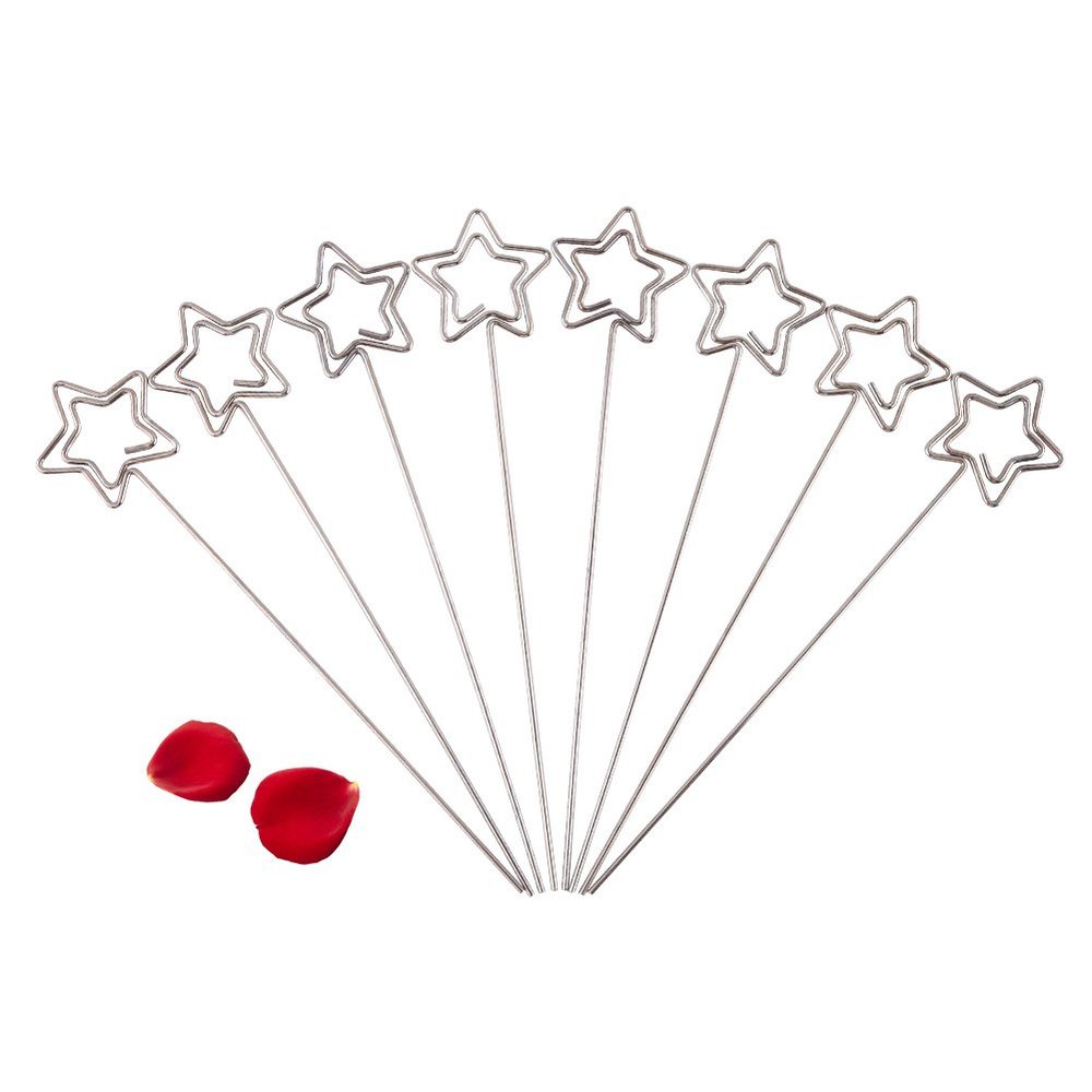 50Pcs Craft Card Holder Silver Photo Card Picture Memo Paper Note Display Clip Holders Memo Clips Star Shape for Wedding Anniversary Party