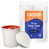 [16 oz. - 50 Sets] Paper Food Container with Lid, Insulated Food Cups with Vented Lids - Hot or Cold To Go Soup Cup, for Soups, Ice Cream and Yogurt - Eco-Friendly - White view 1