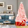 Bonnlo Upgraded Full 6ft Artificial Pink Christmas Tree Holiday Decoration w/ 1,600 Branch Tips, Sturdy Metal Stand view 2