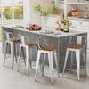Andeworld Metal Bar Stools Set of 4 Kitchen Counter Stools Bristro Barstools Industrial Bar Stools (26 Inch, Silver with Wooden Seats) view 1