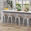 Andeworld Metal Bar Stools Set of 4 Kitchen Counter Stools Bristro Barstools Industrial Bar Stools (26 Inch, Silver with Wooden Seats) view 4