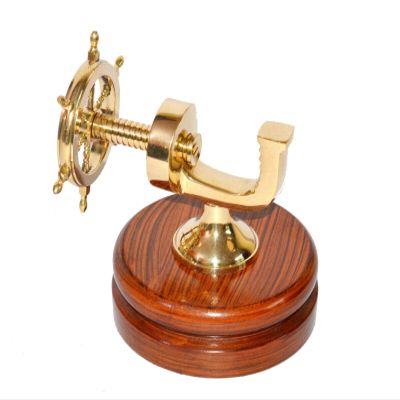 Vintage Brass Walnut Heavy Duty nut Cracker Works Great Nautical Ship Wheel Gift