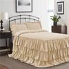 Bedding Empire 20" Drop 3 Piece Multi Ruffle Bed Skirt/Bed Cover with Pillowsham 100% Egyptian Cotton 500 TC Beige King Size view 1