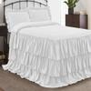 Bedding Empire 20" Drop 3 Piece Multi Ruffle Bed Skirt/Bed Cover with Pillowsham 100% Egyptian Cotton 500 TC Beige King Size view 2