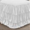 Bedding Empire 20" Drop 3 Piece Multi Ruffle Bed Skirt/Bed Cover with Pillowsham 100% Egyptian Cotton 500 TC Beige King Size view 3