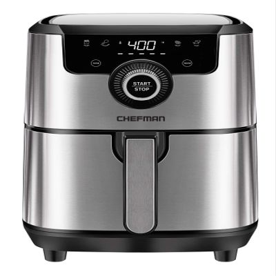 CHEFMAN Air Fryer Healthy Cooking, 4.5 Qt,User Friendly and Dual Control Temperature, Nonstick Stainless Steel, Dishwasher Safe Basket, w/ 60 Minute Timer & Auto Shutoff