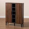 Baxton Studio Two-Tone Walnut Brown and Grey Finished Wood 2-Door Shoe Cabinet view 2