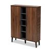 Baxton Studio Two-Tone Walnut Brown and Grey Finished Wood 2-Door Shoe Cabinet view 3