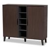 Baxton Studio Idina Mid-Century Modern Two-Tone Dark Brown and Grey Finished Wood 2-Door Shoe Cabinet view 1