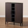 Baxton Studio Idina Mid-Century Modern Two-Tone Dark Brown and Grey Finished Wood 2-Door Shoe Cabinet view 2
