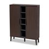 Baxton Studio Idina Mid-Century Modern Two-Tone Dark Brown and Grey Finished Wood 2-Door Shoe Cabinet view 3