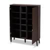 Baxton Studio Idina Mid-Century Modern Two-Tone Dark Brown and Grey Finished Wood 2-Door Shoe Cabinet view 4
