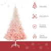 HOMCOM 6ft Unlit Spruce Artificial Christmas Tree with Realistic Branches and 800 Tips, Pink view 3