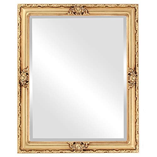 OVALCREST Rectangle Beveled Wall Mirror for Home Decor - Jefferson Style - Silver Leaf with Brown Antique - 22x32 Outside Dimensions