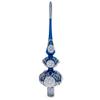 Pearls and Twisted Rope on Double Ball Blue Glass Christmas Tree Topper 12.5 Inches view 1