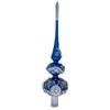 Pearls and Twisted Rope on Double Ball Blue Glass Christmas Tree Topper 12.5 Inches view 2