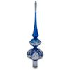 Pearls and Twisted Rope on Double Ball Blue Glass Christmas Tree Topper 12.5 Inches view 3