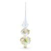 Pink and White Roses Bouquet on Double Ball Glass Christmas Tree Topper 12.5 Inches view 3