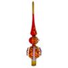 Embossed Clock on Glittered Double Ball Red Glass Christmas Tree Topper 12.5 Inches view 2