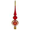 Embossed Clock on Glittered Double Ball Red Glass Christmas Tree Topper 12.5 Inches view 3