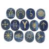 Amogeeli Lapis Lazuli Witch Runes Set of 13pcs, Gypsy Symbol Engraved Pocket Crystal for Divination view 1