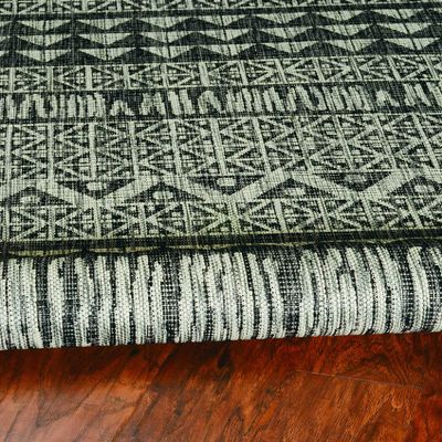HomeRoots 5' X 8' Charcoal Aztec Pattern Rug