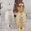 Retractable Toothpick Holder Dispenser Metal Decorative Hand Press Toothpicks Case Container Automatic Pop Up Toothpick Box Holder Storage for Home, Kitchen & Restaurant (Gold white) view 3