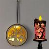 Duoer Wooden LED Light Round Witch Hollow Halloween Pendant Laser Hollow Witch Elf Haunted House Witch Lights Home Party Decor (Color : 04) view 3