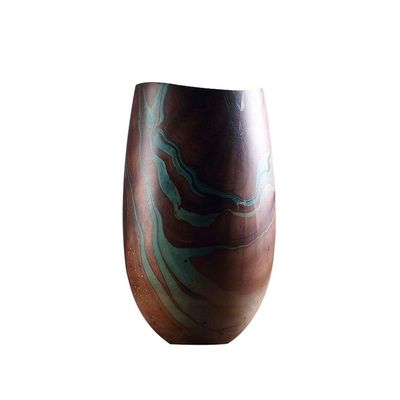 Vase Wooden Vase Hand-Painted Dried Flower Vase Decoration Living Room Tea Table Furnishing Home Decoration Flowers Vases vases (Color : A)
