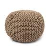 REDEARTH Round Pouf Ottoman - Hand Knitted Cable Boho Poof Home Dcor Pouffe Circular Footrest for Living Room - Bedroom - Lounge - 100% Cotton (19.5"x19.5"x14") - Beige view 1