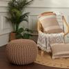REDEARTH Round Pouf Ottoman - Hand Knitted Cable Boho Poof Home Dcor Pouffe Circular Footrest for Living Room - Bedroom - Lounge - 100% Cotton (19.5"x19.5"x14") - Beige view 2