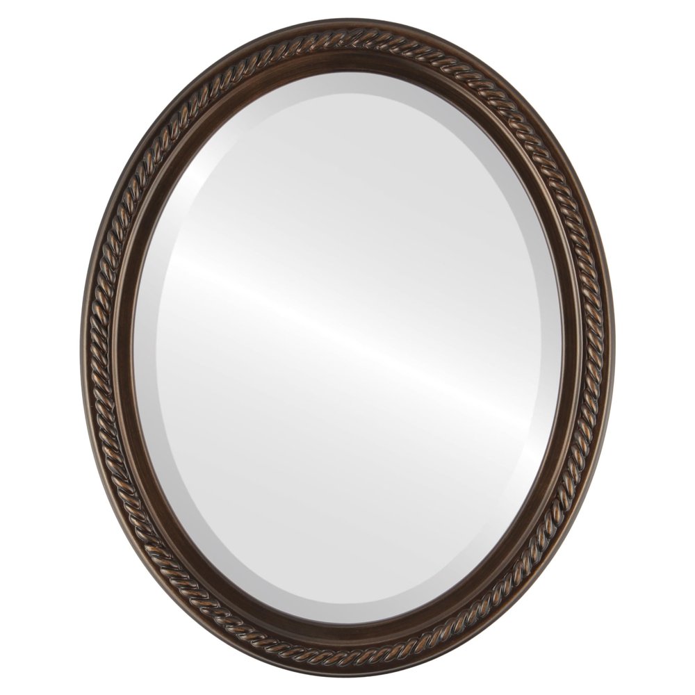 OVALCREST Oval Beveled Wall Mirror for Home Decor - Santa Fe Style - Rubbed Bronze - 18x22 Outside Dimensions