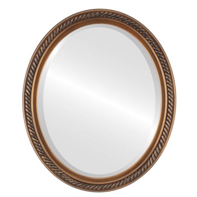 OVALCREST Oval Beveled Wall Mirror for Home Decor - Santa Fe Style - Sunset Gold - 18x22 Outside Dimensions