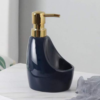 Geeyu Northern Europe Soap Dispenser, Hand Ceramic Pump Bottle, Lotions and Liquids, (Color : Blue, Size : 420ml)